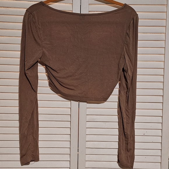 SHEIN Scoop Neck Knit Tan Crop Top Size Large - Picture 5 of 5